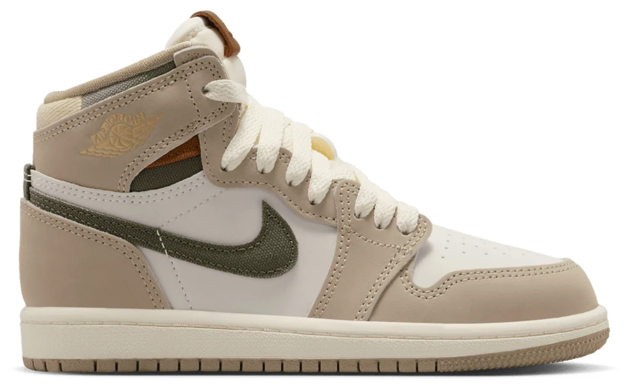 Баскетбольные кроссовки для девочек Retro 1 High OG Jordan, цвет Tan/White