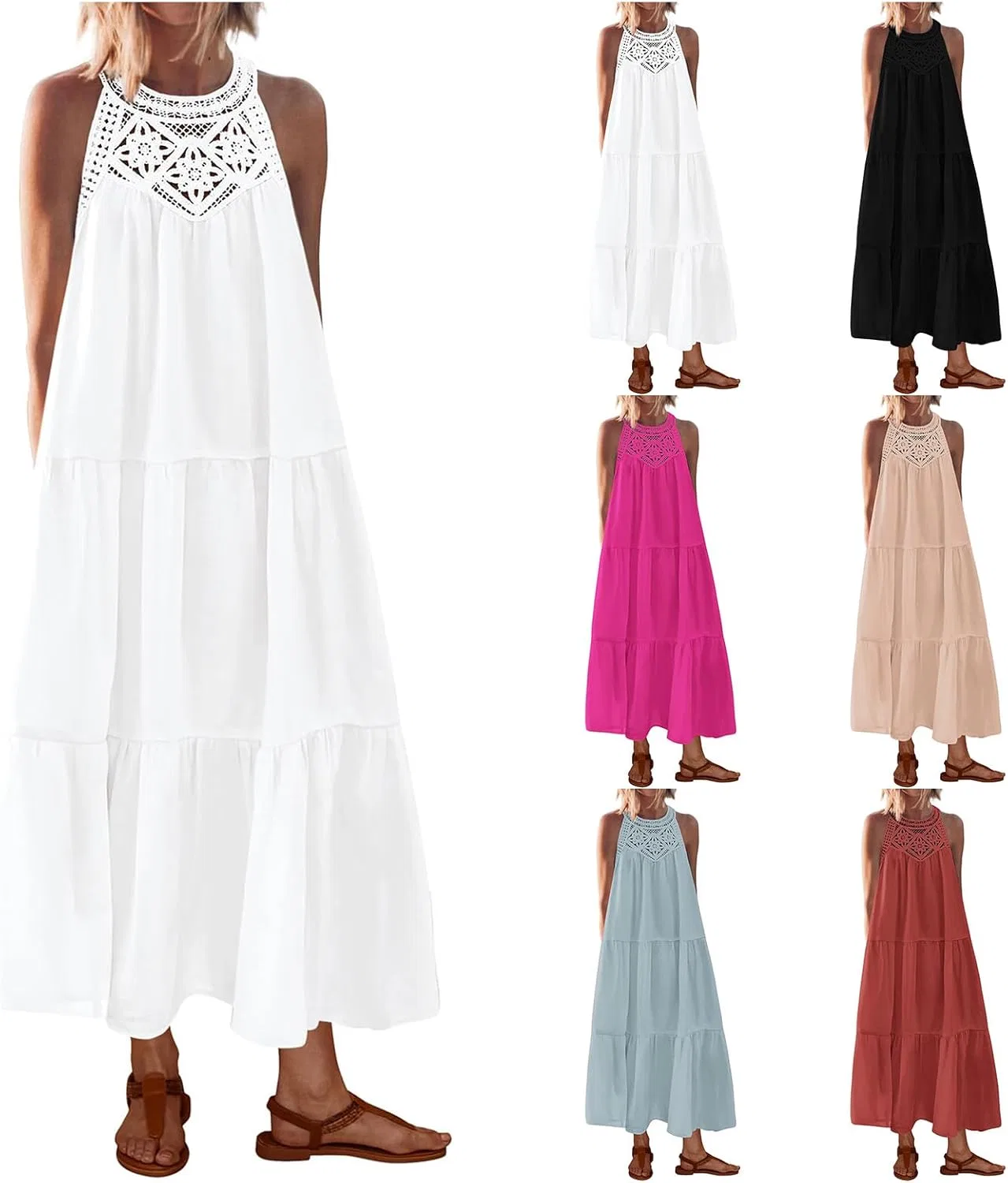 Женское летнее платье-сарафан с вырезами, A-силуэт, Black — фото 4