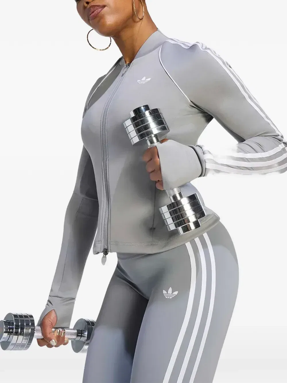 Свитшот с логотипом и боковыми полосками Adidas, серый — фото 4