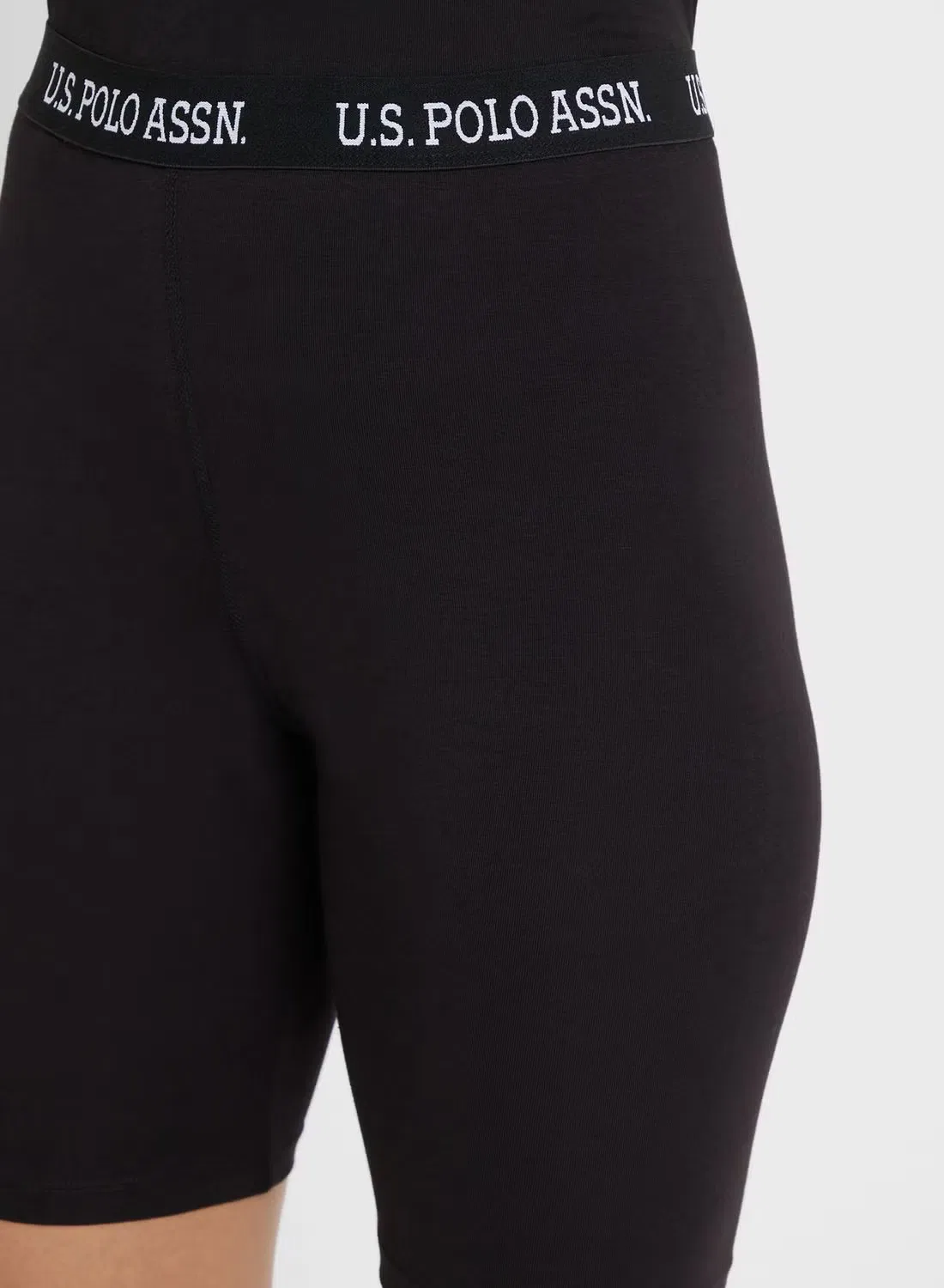 Леггинсы короткие с логотипом U.S. Polo Assn., черные — фото 3