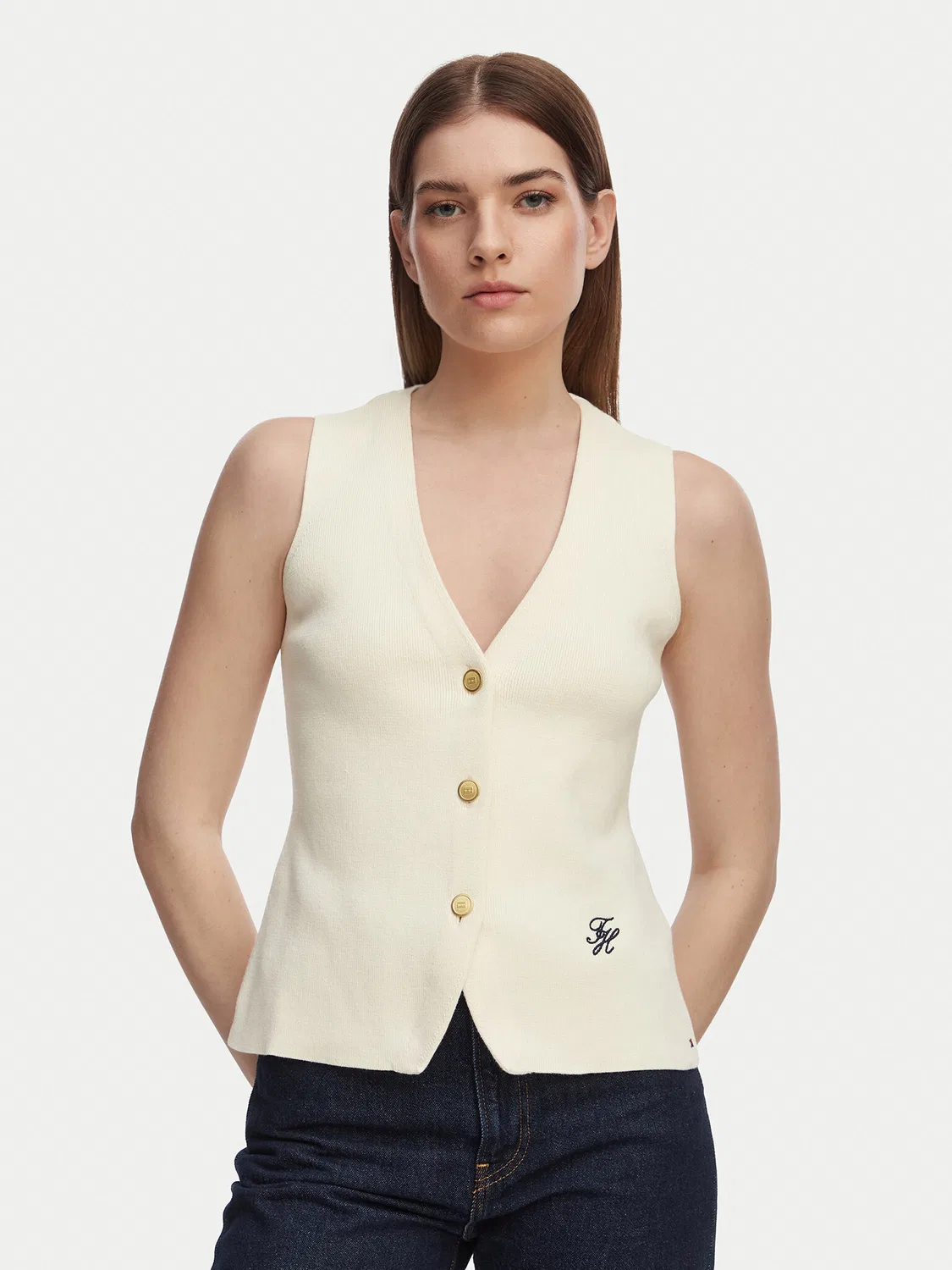 Женский топ облегающего кроя Tommy Hilfiger, светло-бежевый