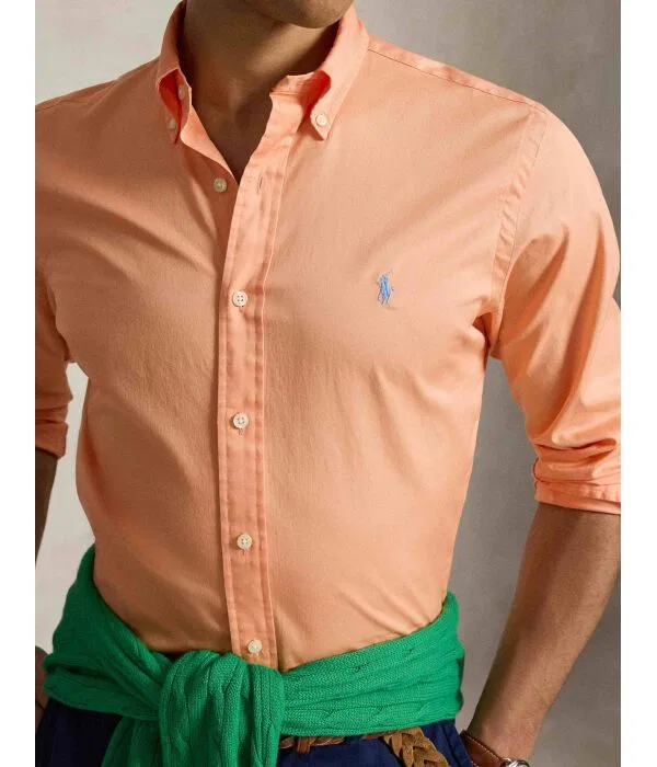 Мужская рубашка хлопковая Relaxed Fit Camicia Polo Ralph Lauren, Arancione — фото 4