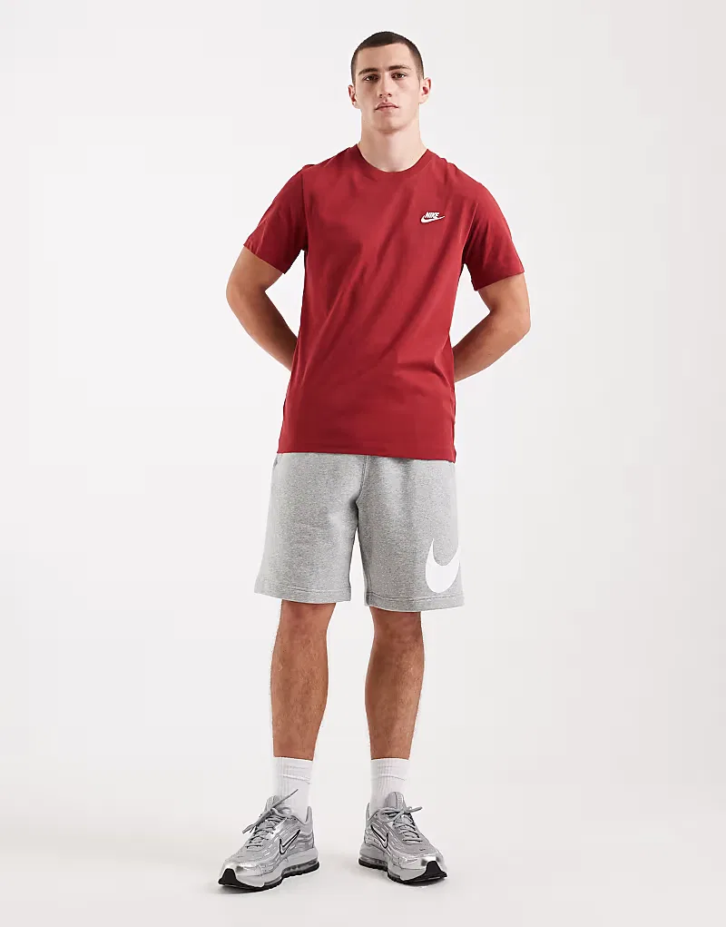 Флисовые шорты Nike Club с большим логотипом, серые — фото 2