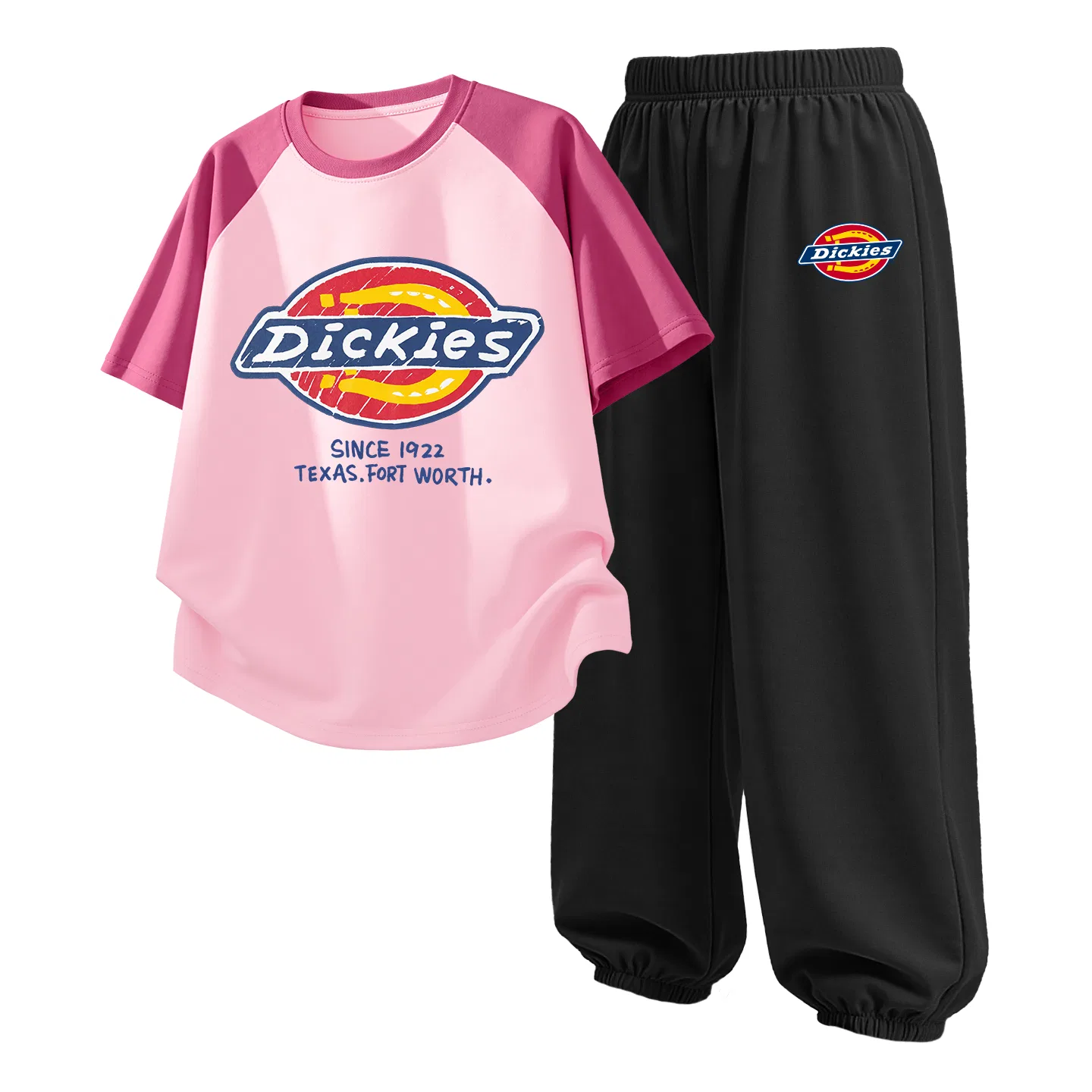 Детский спортивный комплект из 2 предметов с логотипом Dickies, Strawberry Pink+S Logo K Black