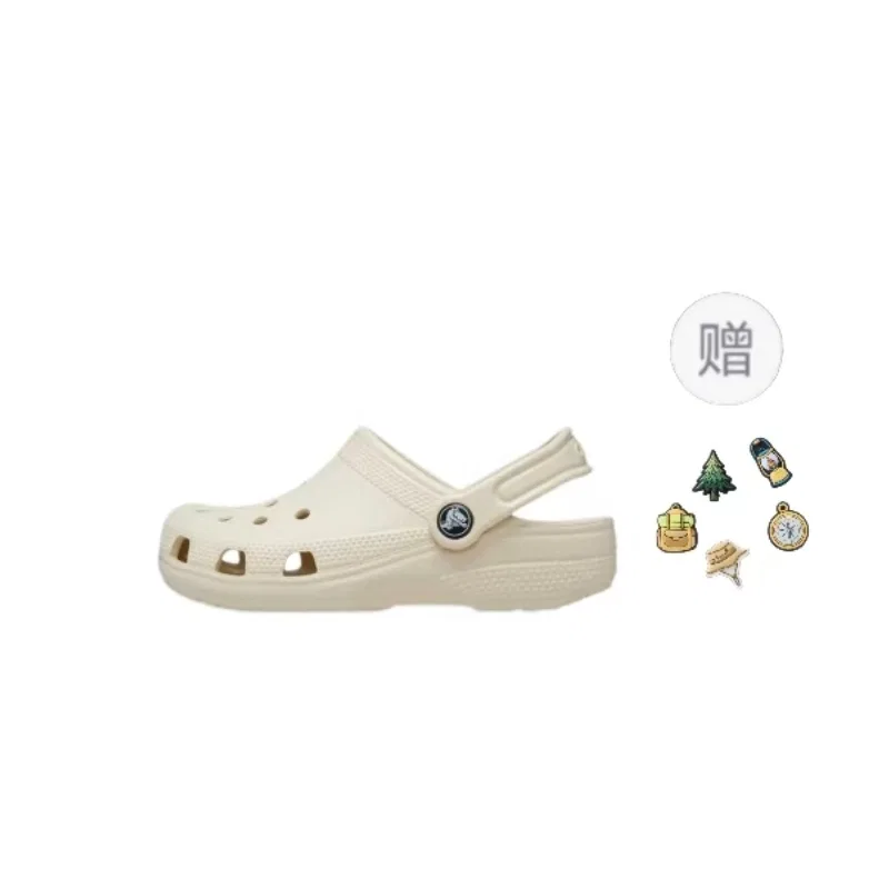 Детские сандалии с закрытым носком из водостойкого материала Classic Clog Crocs, Beige (With Shoe Flower)