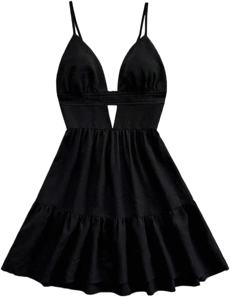 Женское мини-платье на тонких бретелях Cami, Black