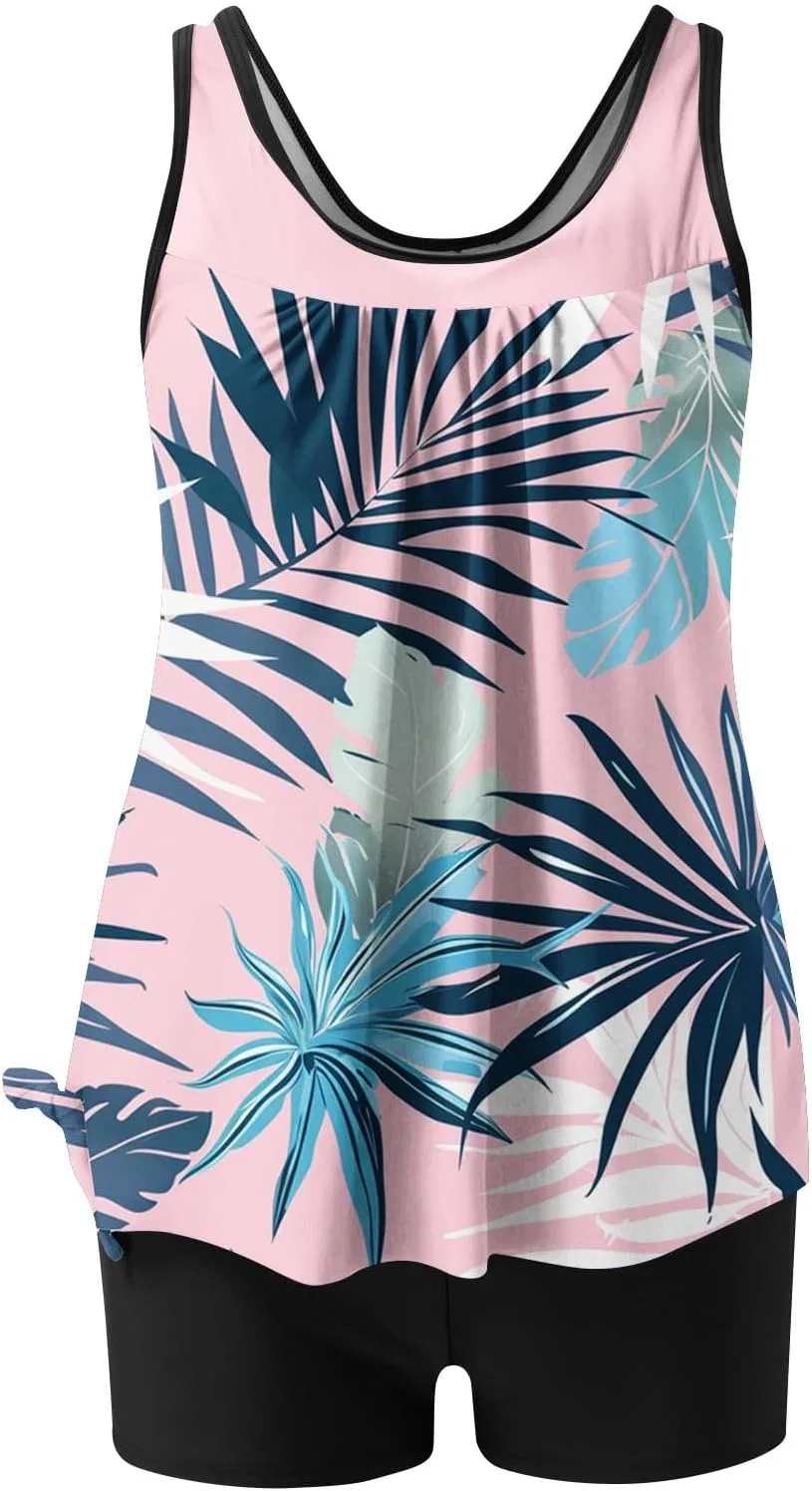 Женский танкини с цветочным принтом Tankini Swimsuits, Pink — фото 4