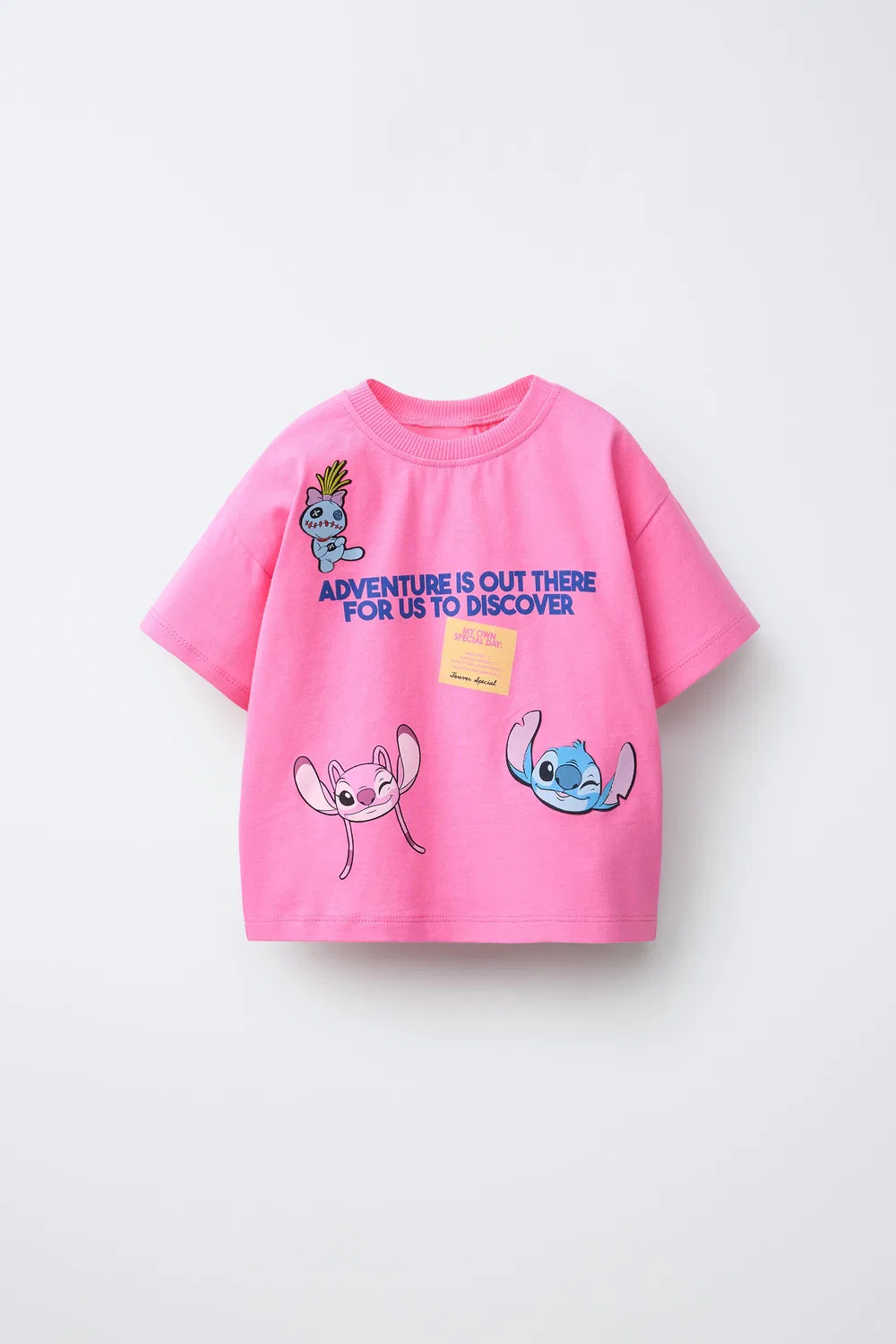 Футболка с принтом «Лило и Стич» Disney ZARA, Neon Pink