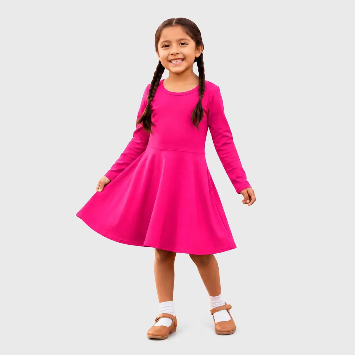 Платье с длинным рукавом Skater City Threads, Hot Pink