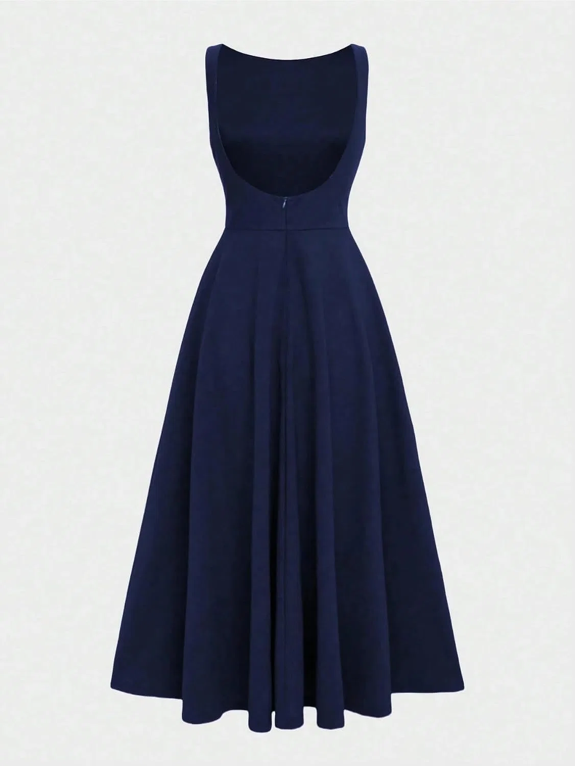 Женское повседневное платье миди с открытой спиной, Navy Blue — фото 4