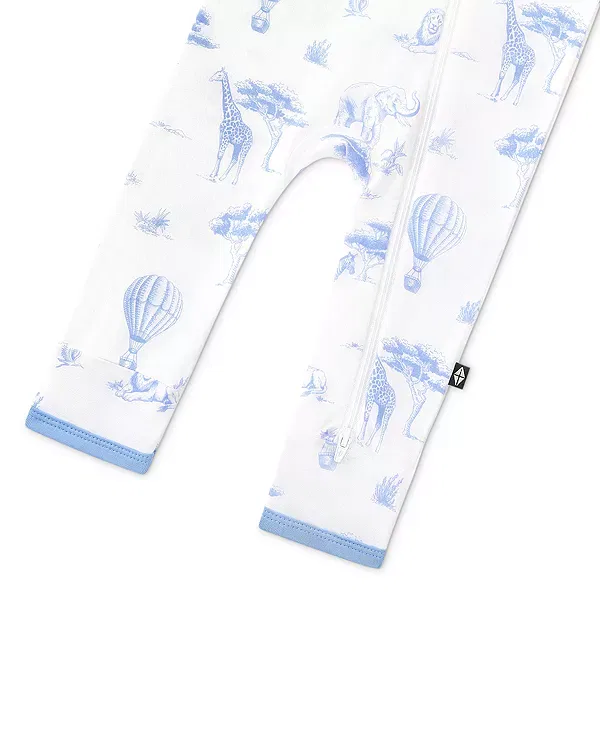 Детский комбинезон на молнии с принтом Unisex zippered coverall Kyte Baby, Toile Safari — фото 3