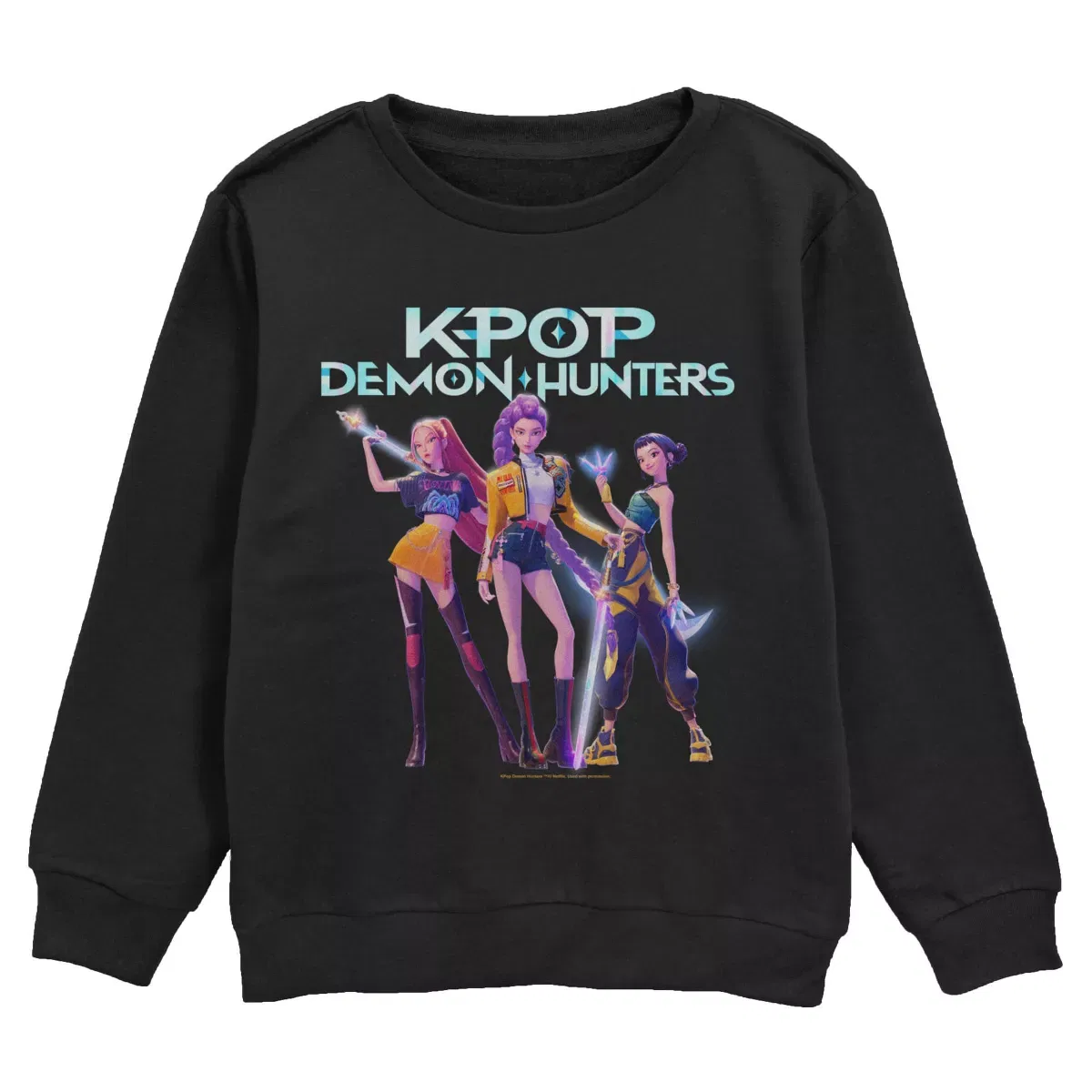 Детский свитшот с принтом Girls Group Shot KPop Demon Hunters, Black