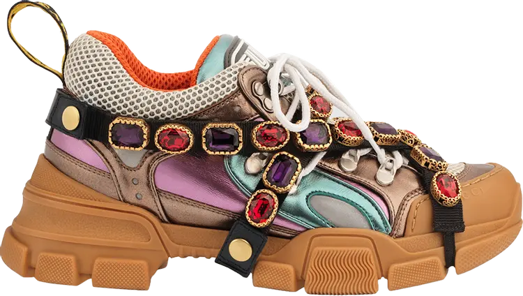 Кроссовки Gucci Wmns Flashtrek Crystals Multi-Color Metallic, разноцветный — фото 2
