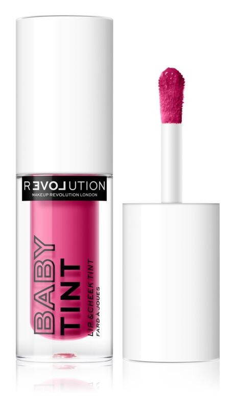 

Конфеты жидкие румяна для губ и щек Revolution Relove Baby Tint, оттенок Fuchsia 1,4 мл