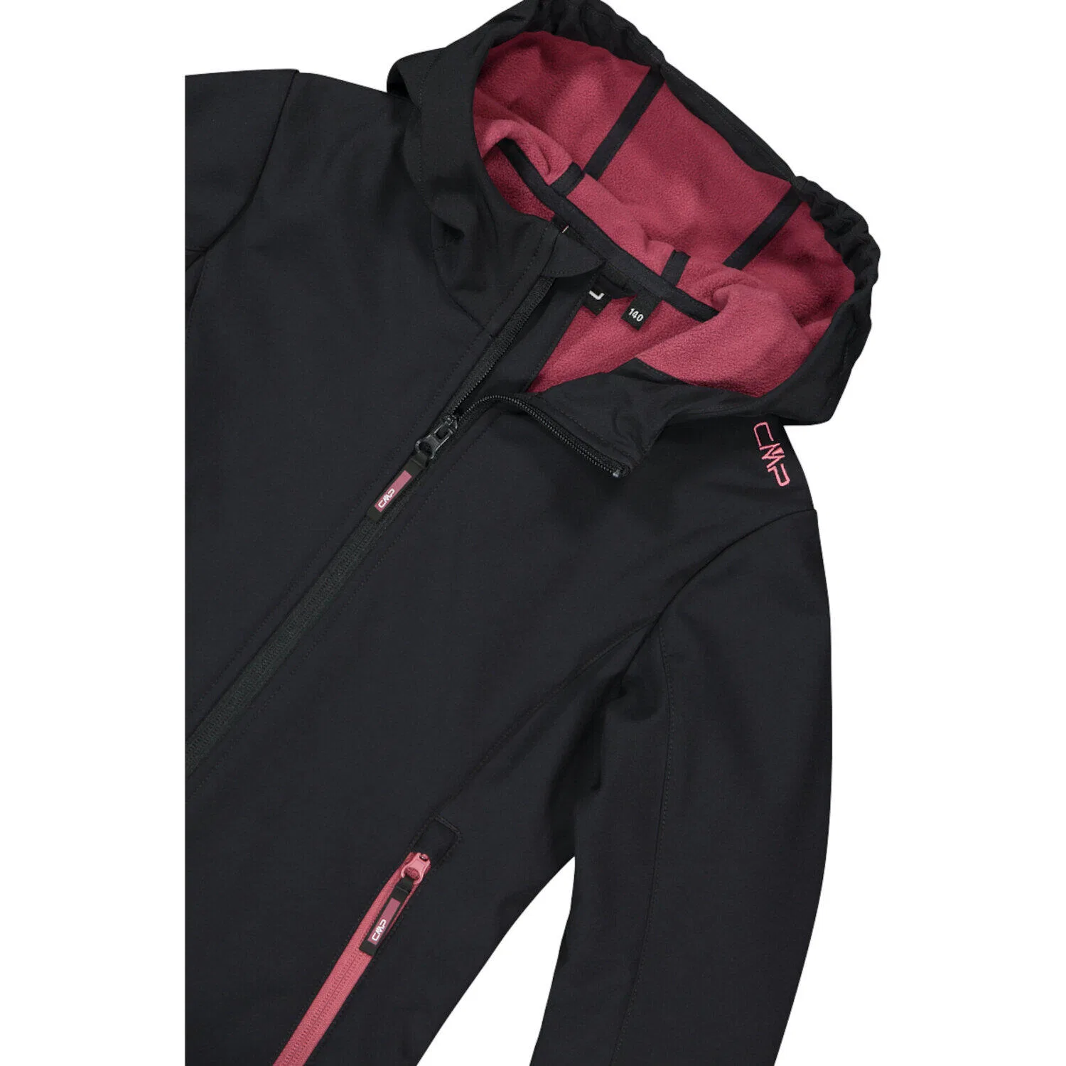 Детская софтшелл-куртка для девочек с капюшоном Fix Hood Cmp, Schwarz Rot Grau — фото 4