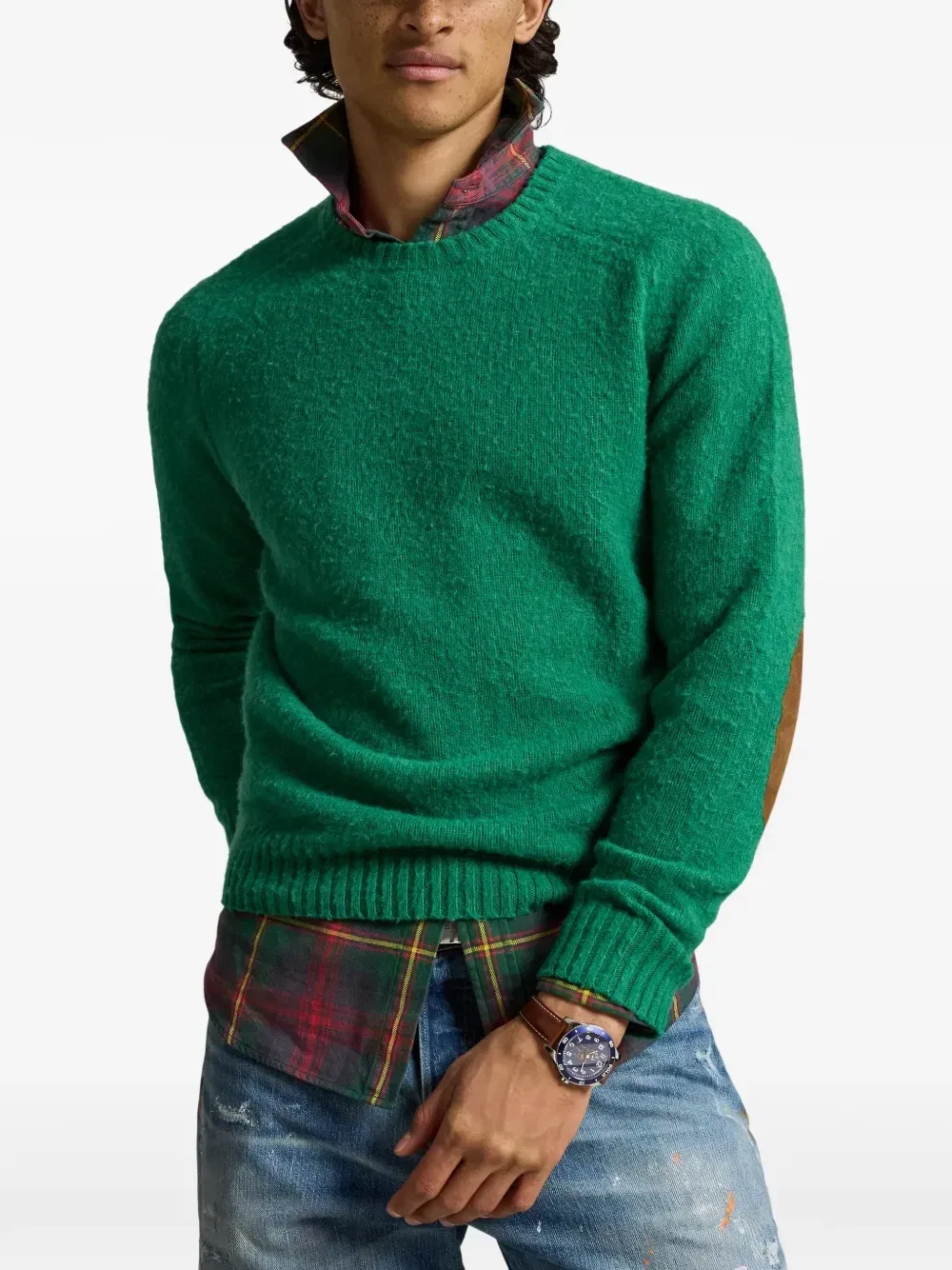 Свитер с нашивками на локтях Polo Ralph Lauren, зеленый — фото 3