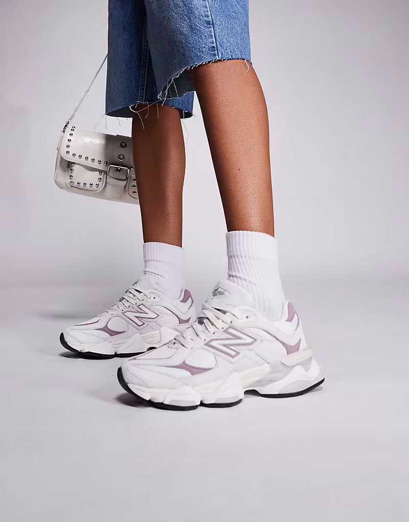 Кроссовки New Balance 9060 серого и фиолетового цвета