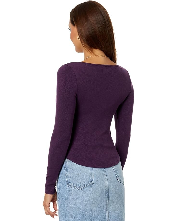 

Футболка Madewell Split-Neck Long-Sleeve Tee, цвет Smoldering Plum