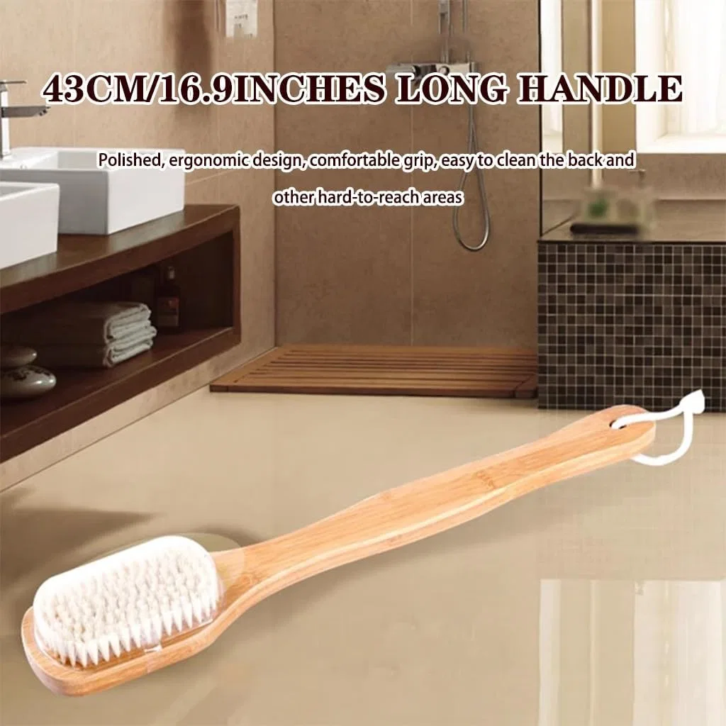 Щетка для тела с длинной ручкой, Bamboo Bath Brush, 2 шт, 43x7.5 см, Original Colour Generic — фото 2
