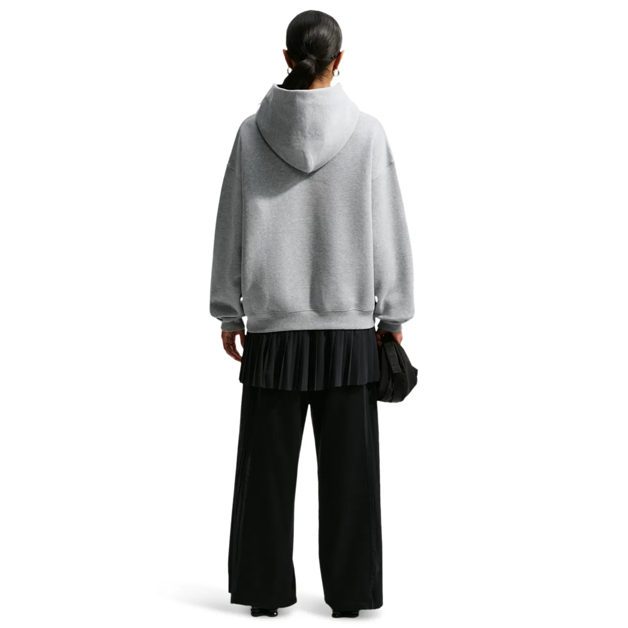Женский свитшот оверсайз Nike Studio Fleece Oversized Crew, Dk Grey Heather/Sail — фото 4