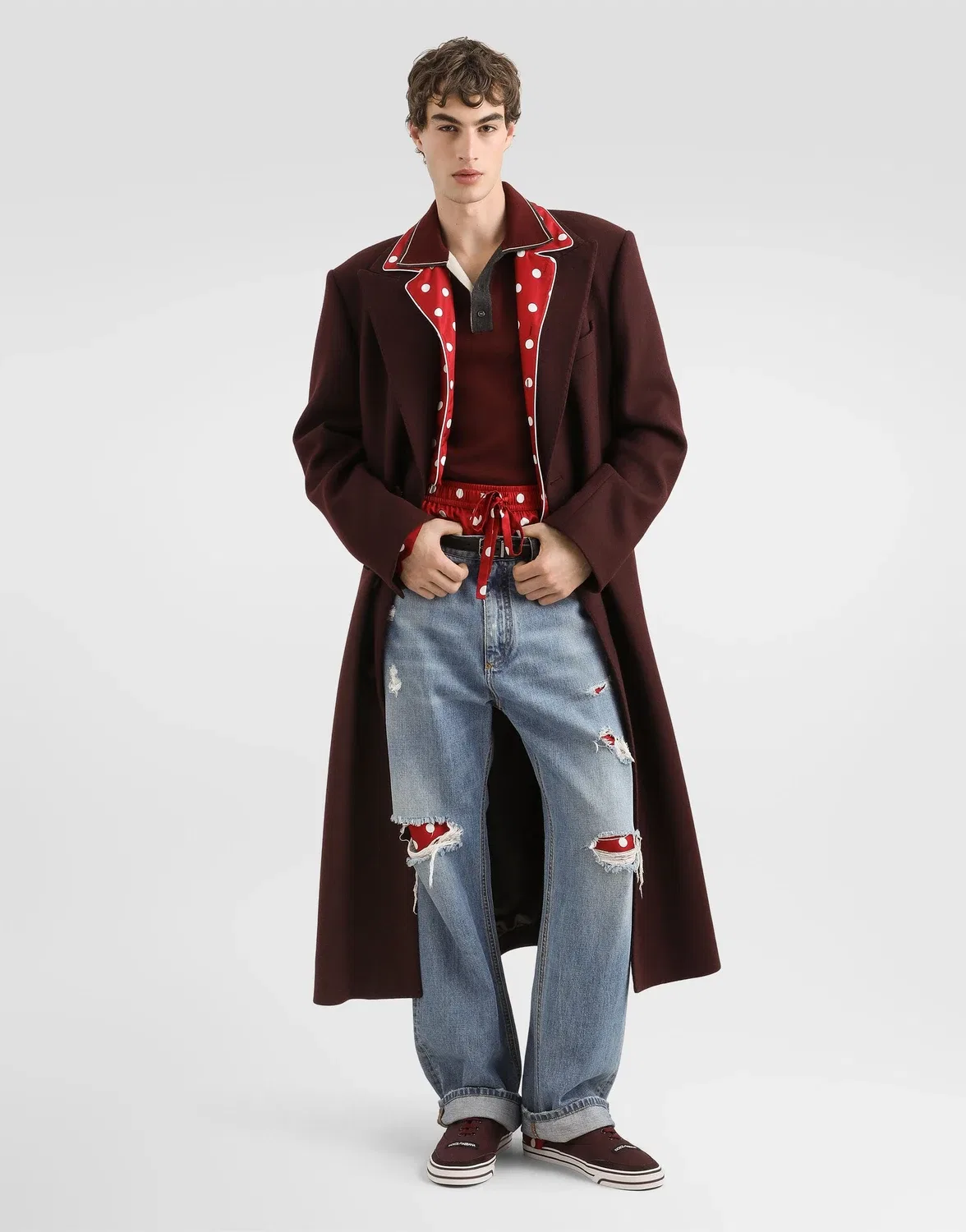 Однобортное пальто из смеси натуральной шерсти Dolce & Gabbana, бежевый — фото 2