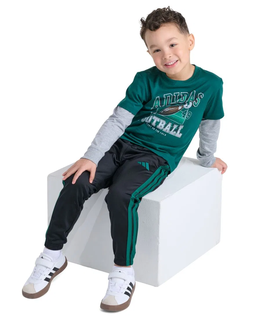 Комплект из футболки с длинным рукавом и брюк, с принтом adidas, Collegiate Green Black — фото 2