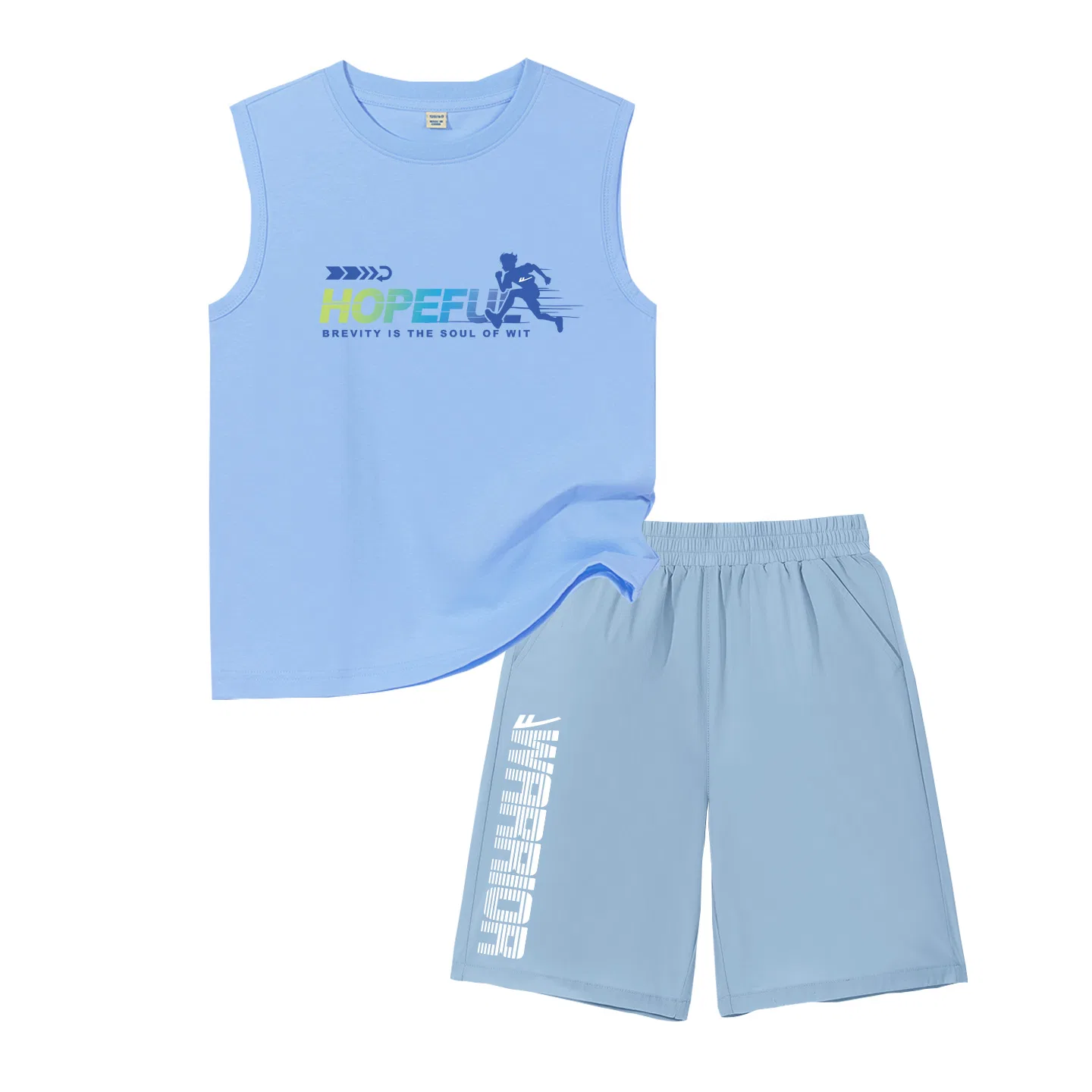Детский спортивный комплект с принтом Blue/H Gradient Running-Gray Blue/H White Interval Bottom Right K WARRIOR