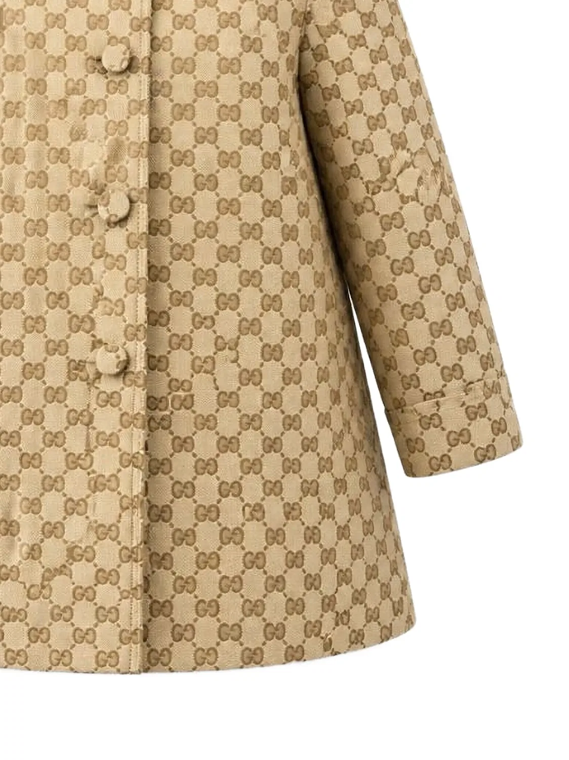 Пальто с воротником из канваса с узором GG Gucci Kids, нейтральные цвета — фото 2