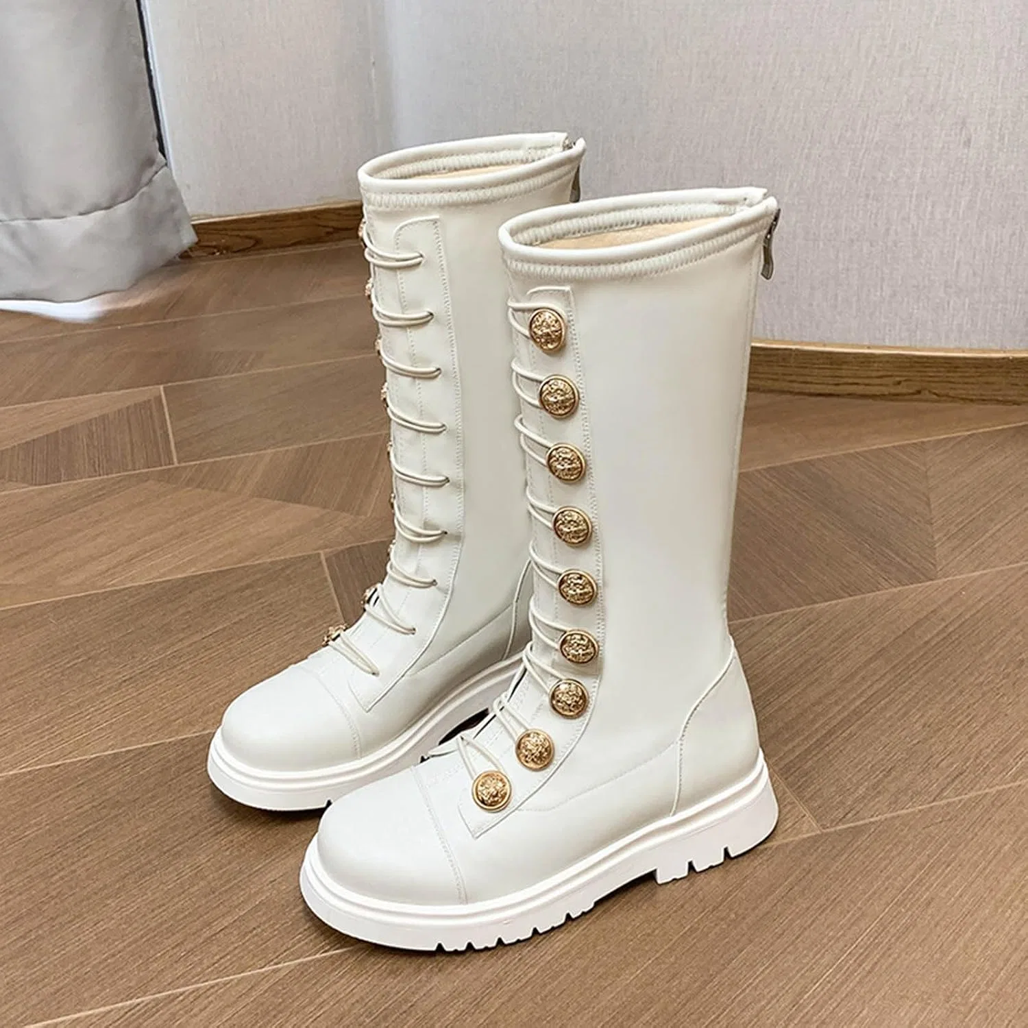 Детские ботинки для девочек с принтом, модель Cute Combat Ankle Boots, White — фото 3