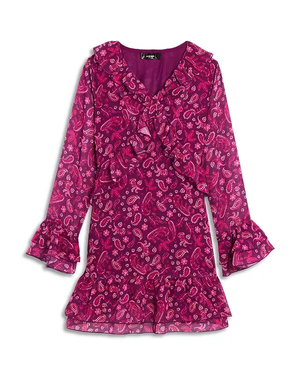Детское платье с принтом для девочек Aqua, Mauve Paisley