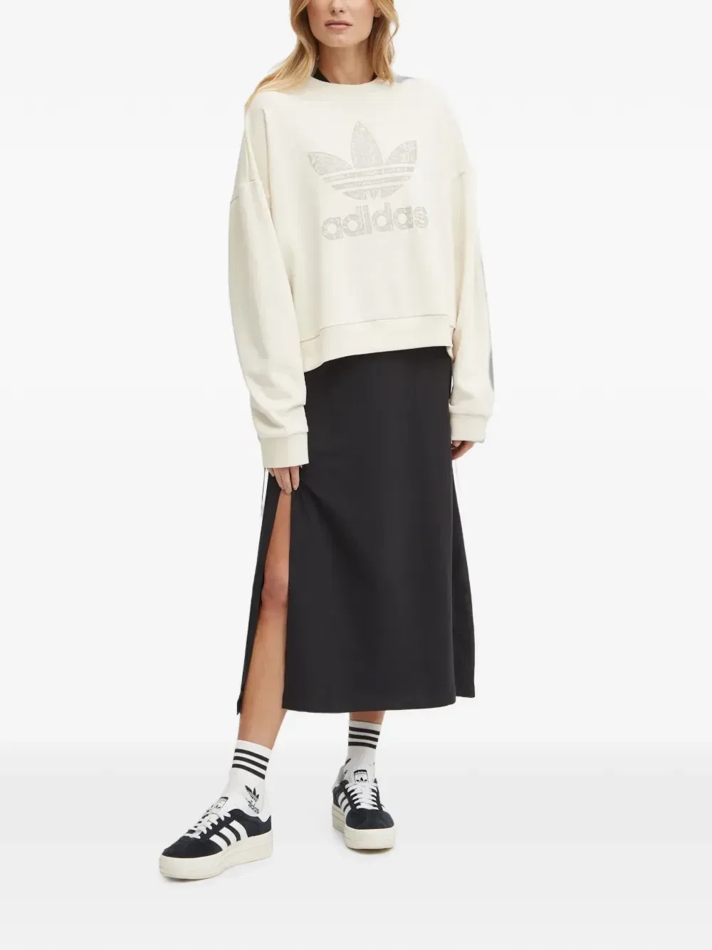 Толстовка с логотипом Adidas, бежевый — фото 2