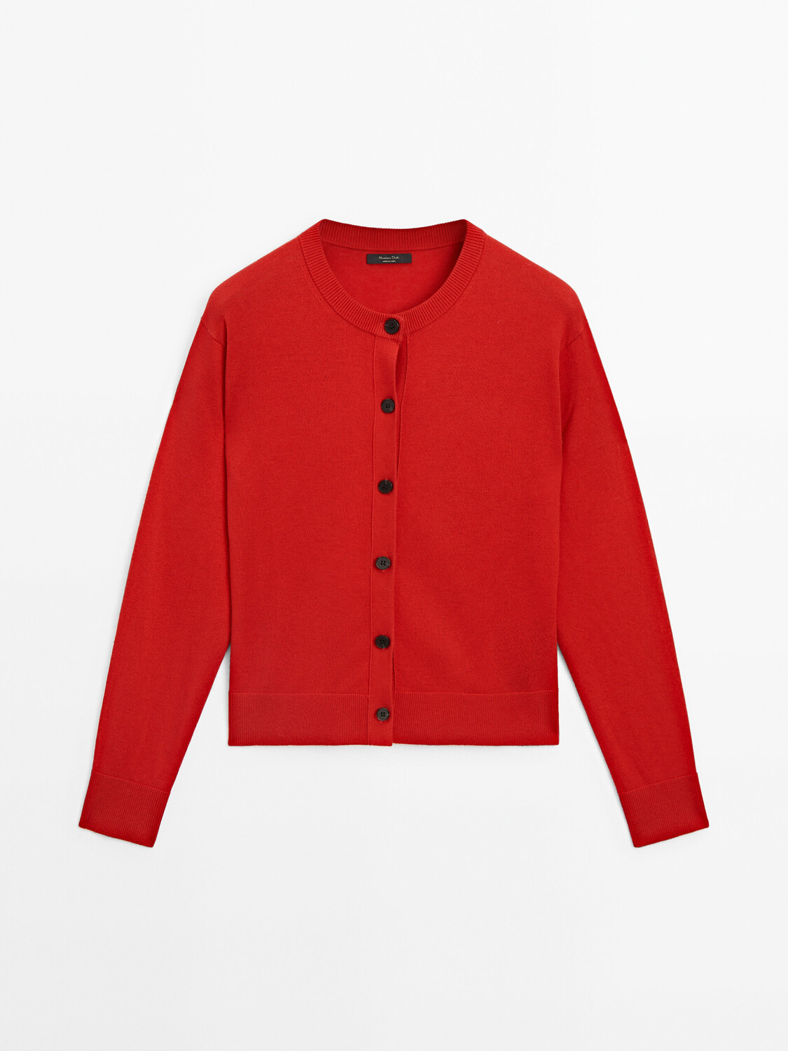 

Вязаный кардиган с круглым вырезом Massimo Dutti, красный