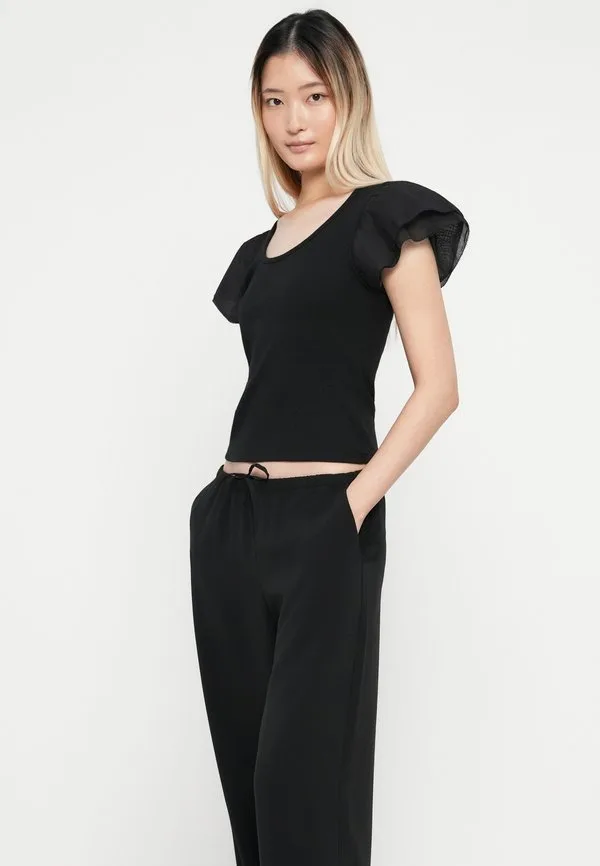 Удобные широкие брюки с начесом Gap, Black — фото 4