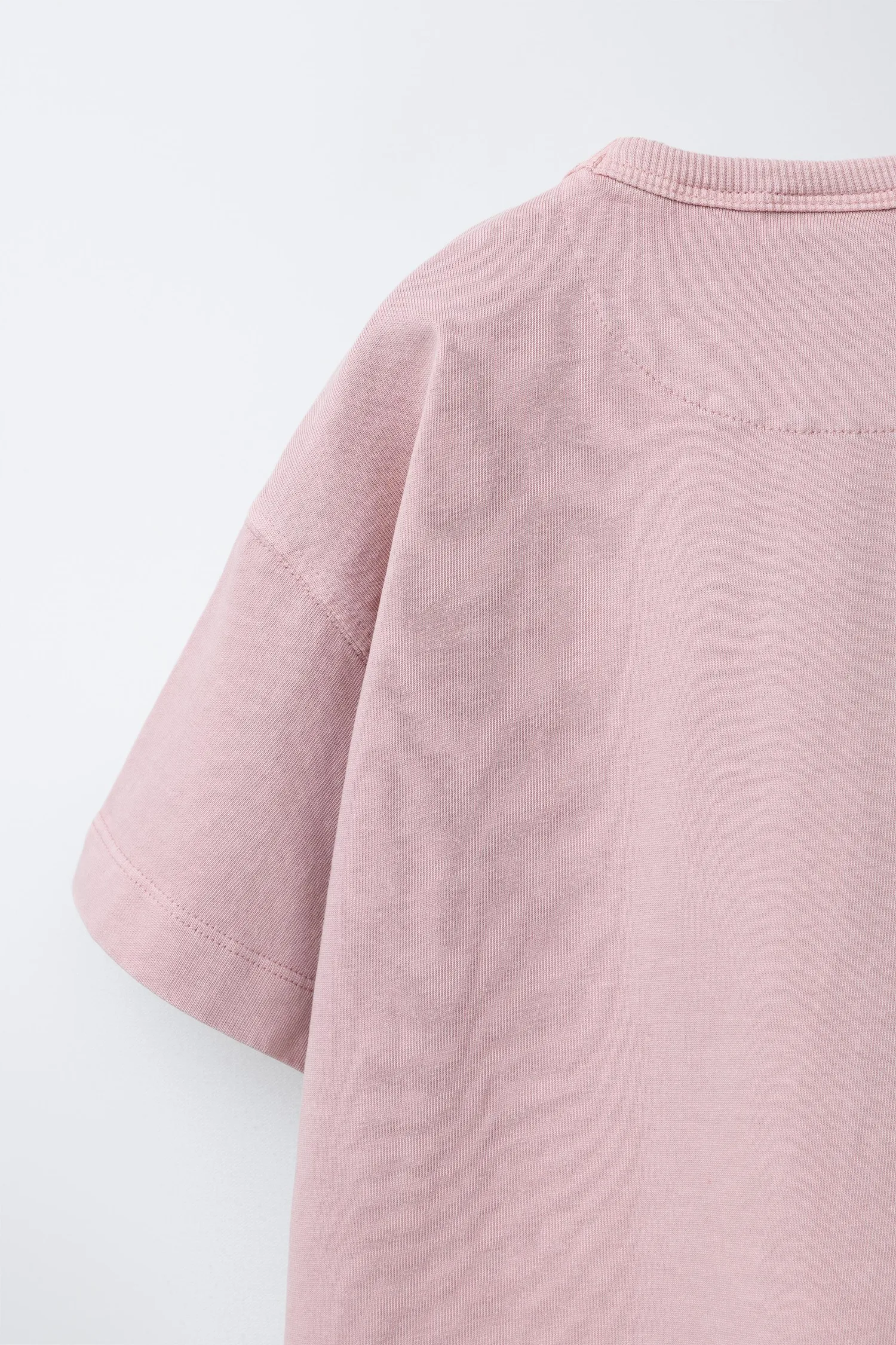 Однотонная футболка, окрашенная методом глажения Zara, розовый — фото 4