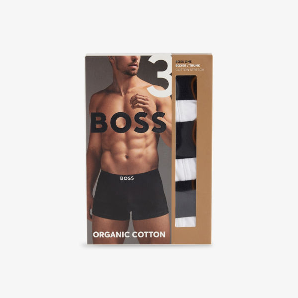 

Boss one x David Beckham логотип на резинке набор из трех хлопковых трусов с добавлением эластана Boss, белый