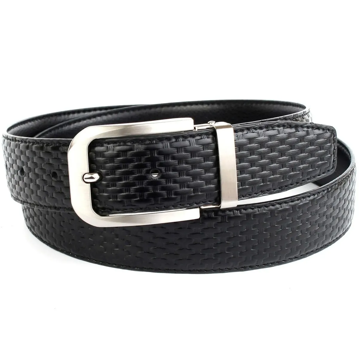 

Кожаный ремень Anthoni Crown, двусторонний ремень с плетеным тиснением, черный