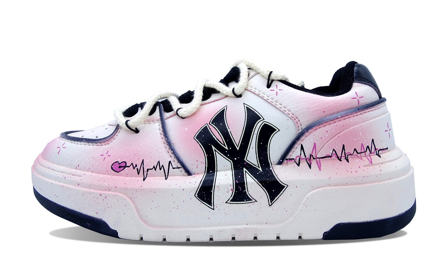 

Кроссовки MLB Chunky Liner Skateboarding Shoes Unisex Low-top Black/pink, розовый