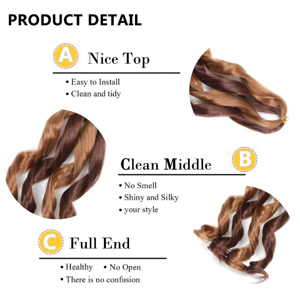 Наращивание волос «French Curl Braiding Hair» 30 см, 8 упаковок Falemei, 33P30# — фото 4