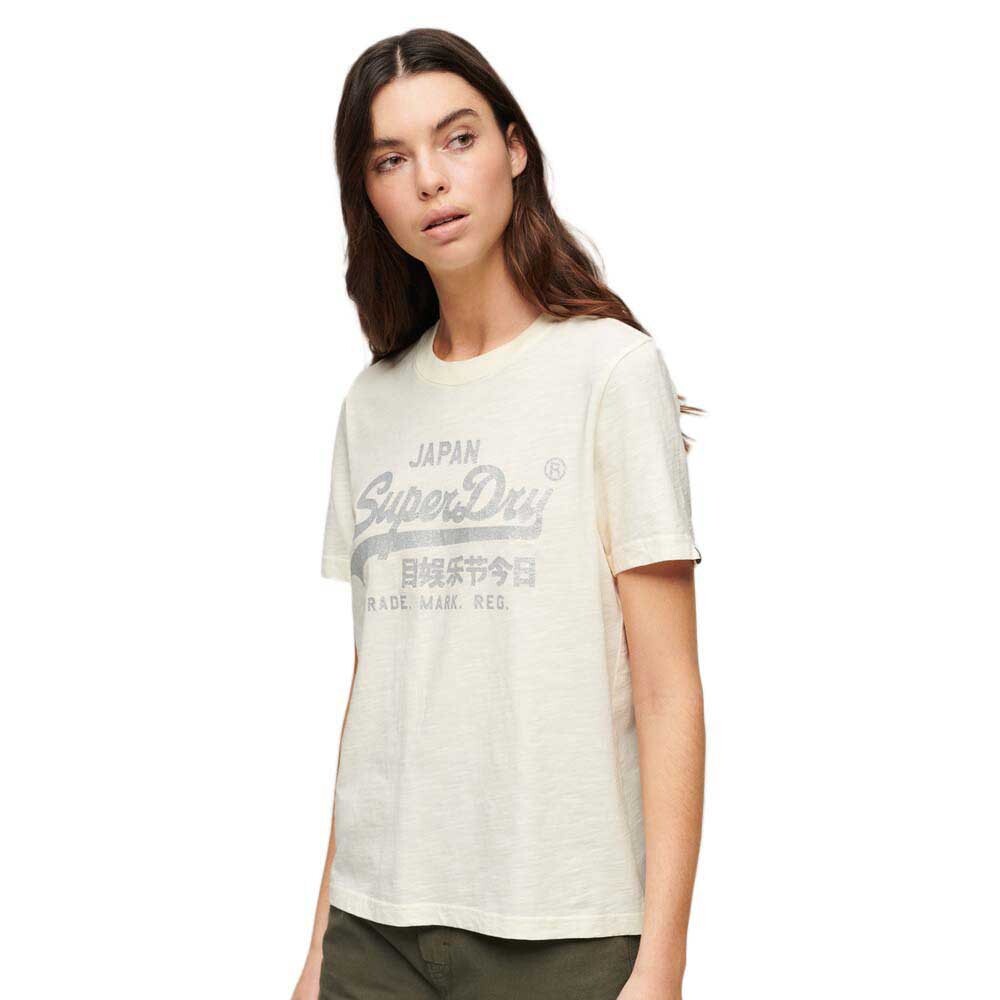 

Футболка с коротким рукавом Superdry Metallic Vl Relaxed, бежевый