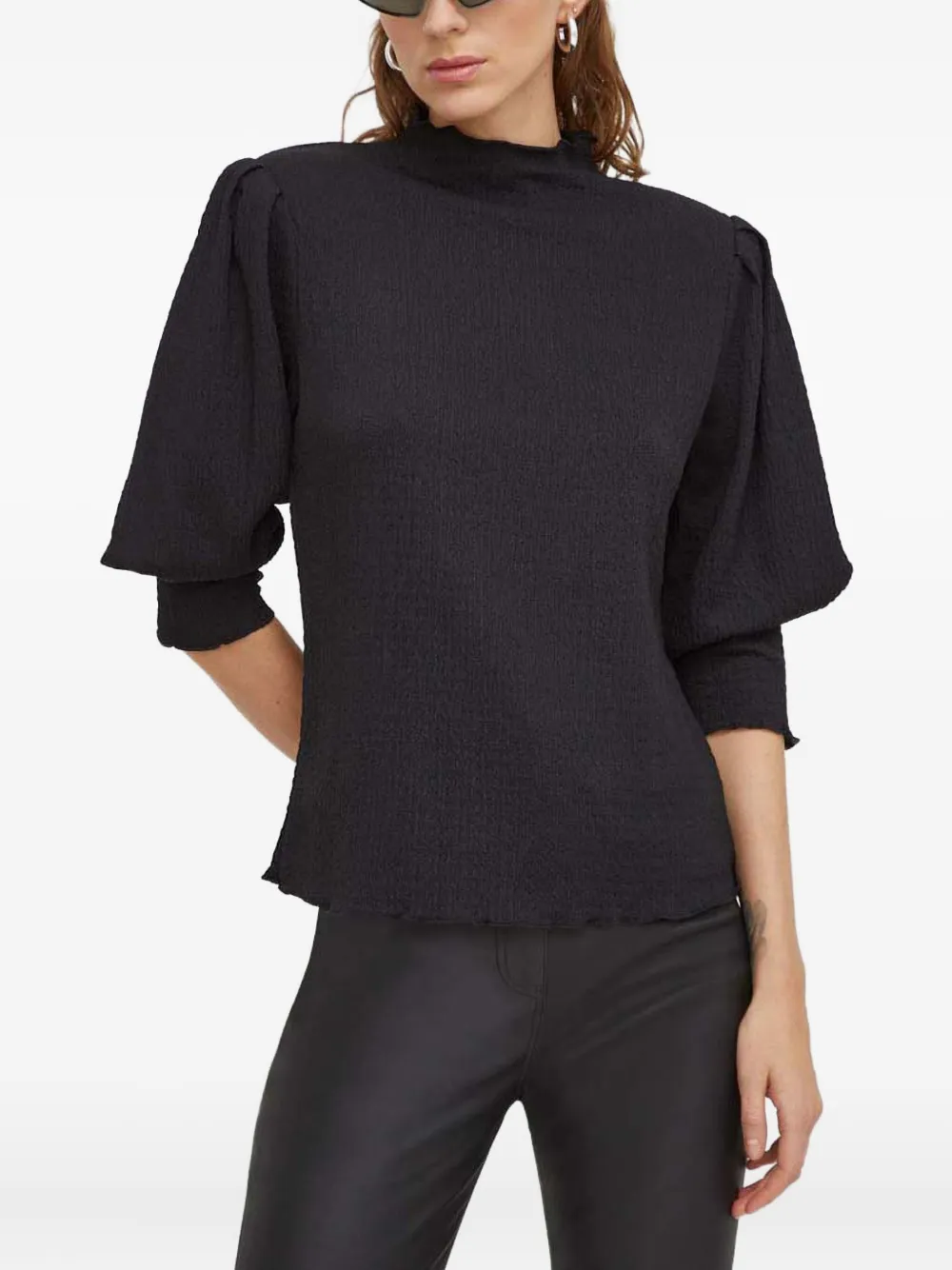 

Фактурная блузка с объемными рукавами Day Birger Et Mikkelsen, черный