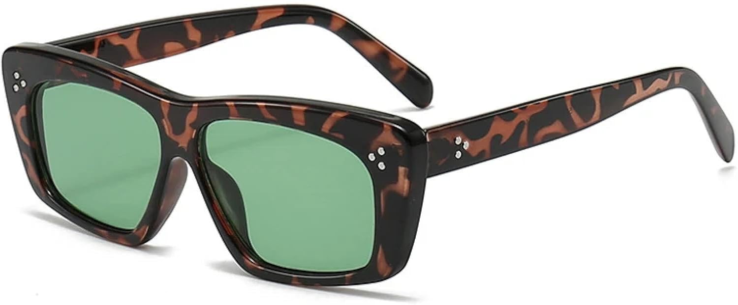 

Популярные модные женские солнцезащитные очки класса люкс в стиле ретро с заклепками, мужские солнцезащитные очки «кошачий глаз», трендовые солнцезащитные очки TVTBBVV, Leopard Dark Green