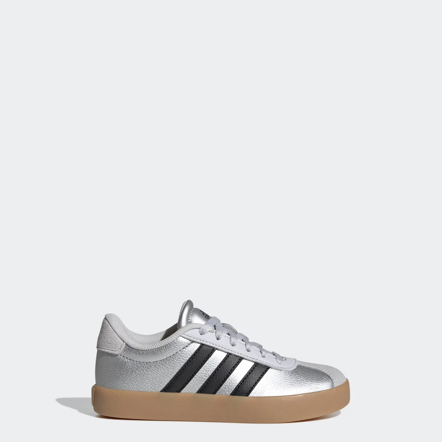 Детские кожаные кроссовки с дымчатой подошвой Adidas Sportswear, Silver Metallic/Core Black/Lgh Solid Grey