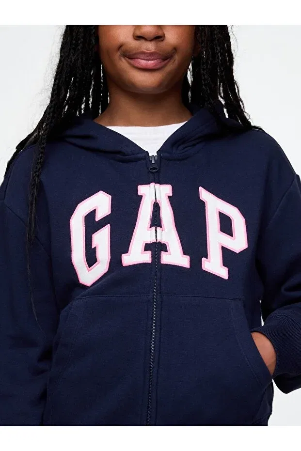 Детские свитшот для девочек с принтом Gap, Navy Blue-002 — фото 2