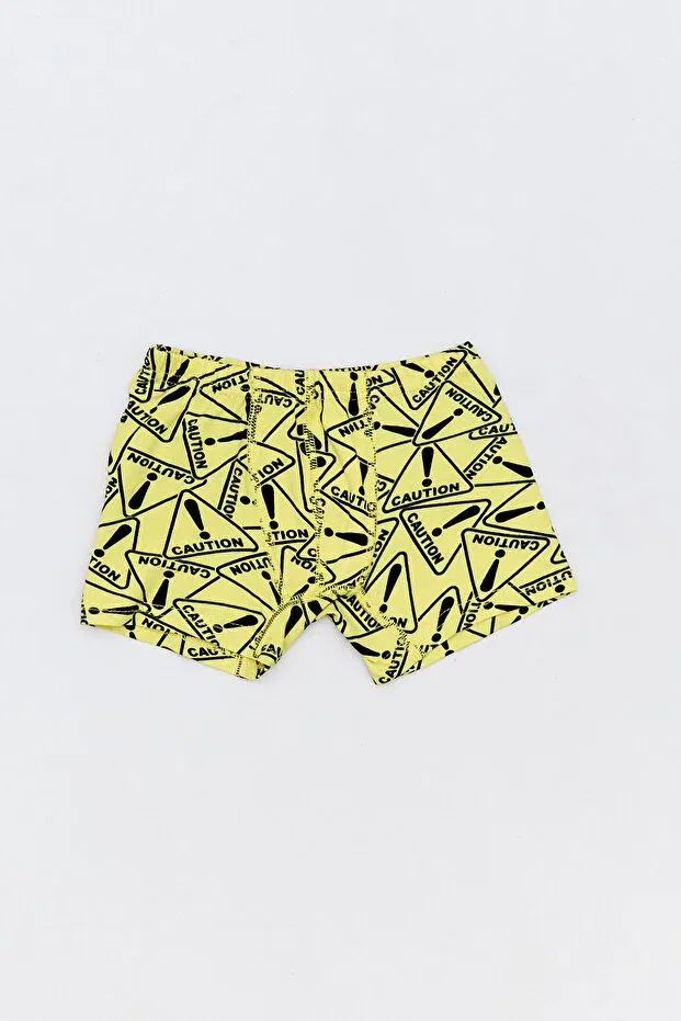 Детские боксеры для мальчиков с принтом 3 предмета Dinosaur printed Fulla Moda, Sarı — фото 4