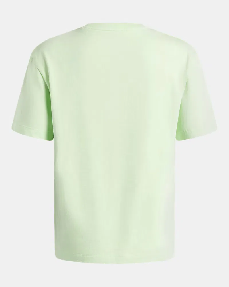 Футболка оверсайз для мальчиков с эффектом wash UA Heavyweight Wash UnderArmour, Lumos Lime/White — фото 2