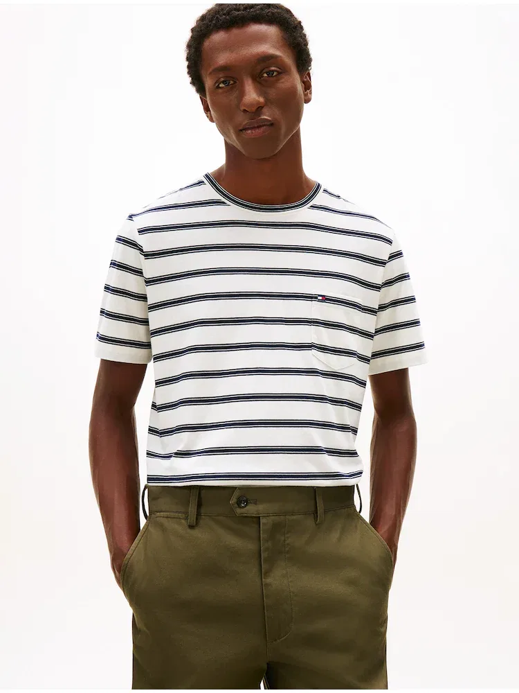 Футболка с полосками и карманом Essential Striped Pocket TOMMY HILFIGER, White