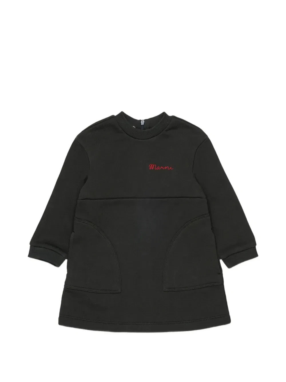 Платье с вышитым логотипом Marni Kids, черный