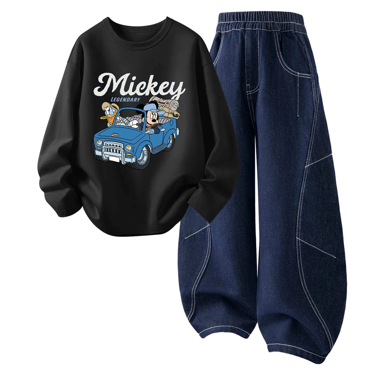 Детский спортивный комплект с принтом Di Limpid Nude K White, Disney, Solid Color Denim Dark Blue — фото 3