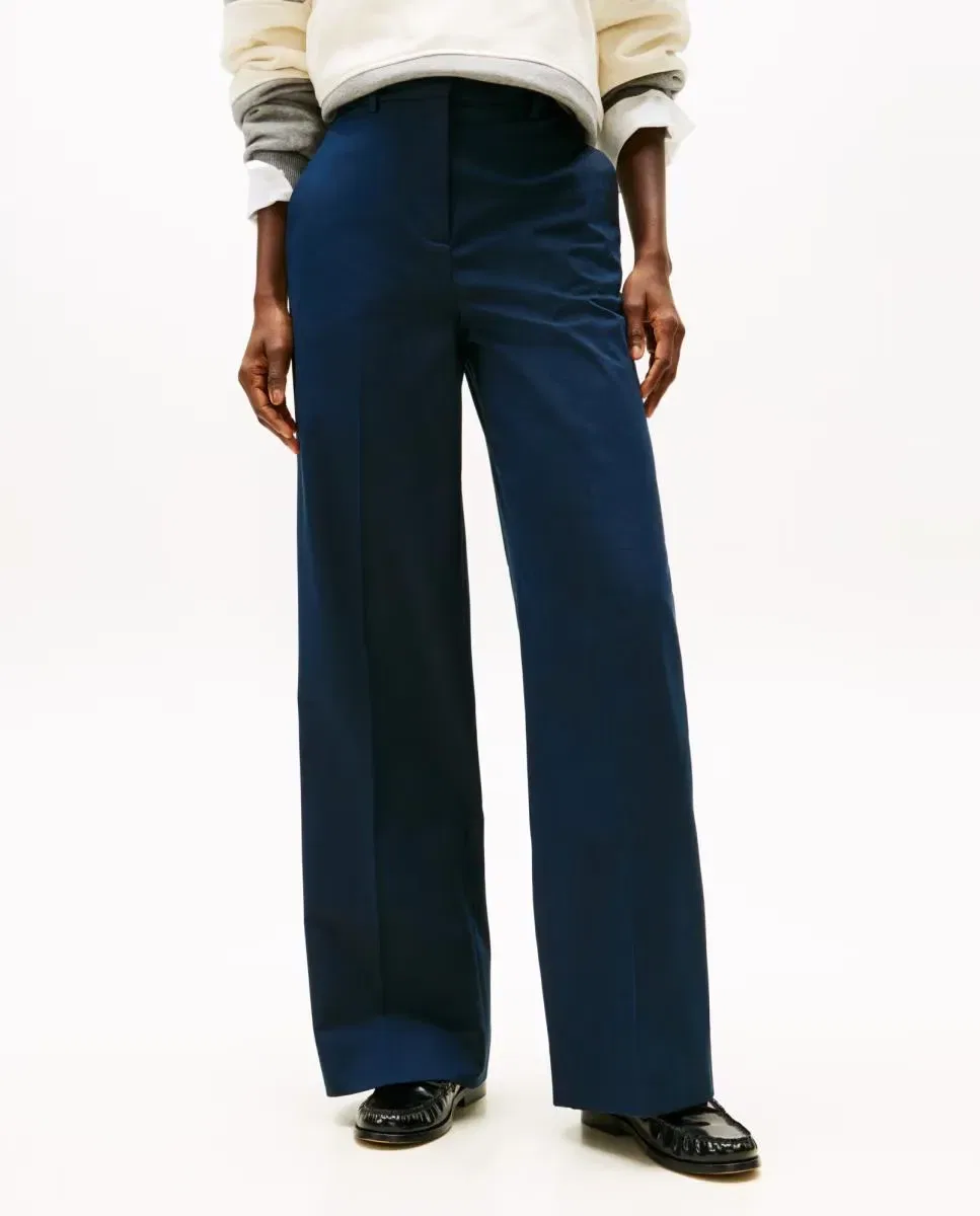 Женские брюки широкие из хлопка Tommy Hilfiger, Azul Marino — фото 2