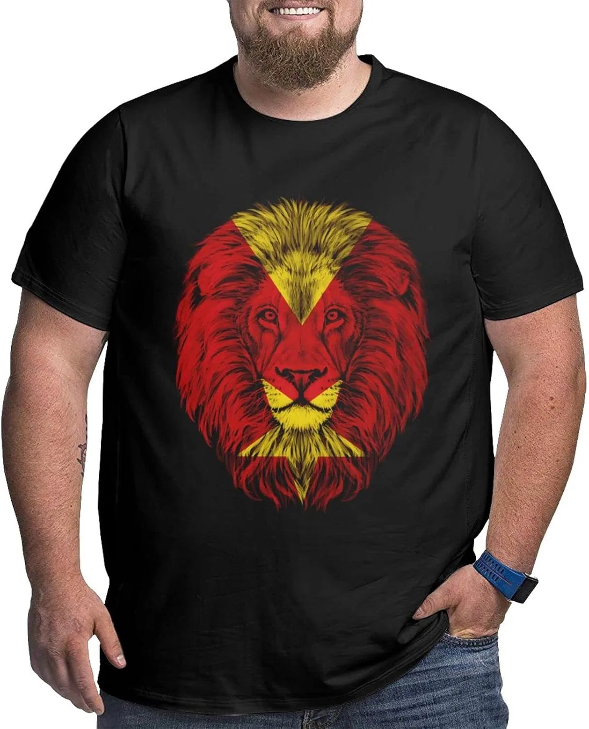 Мужская футболка с графическим принтом Tigray Region Flag Lion, Tigray Region Flag Lion